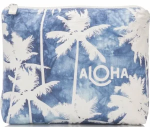 Aloha Small Indigo Coco Palms Pouch Women's<Women Toiletry Bags | Cosmetic Bags