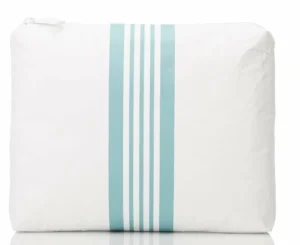 aloha_small_linen_stripe__0.webp Aloha Small Linen Stripe Pouch In Bleu/White Women's<Women Cosmetic Bags | Women’s Bags