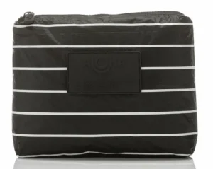aloha_small_pinstripe_pou_0.webp Aloha Small Pinstripe Pouch In White On Black<Women Cosmetic Bags | Hand Bags