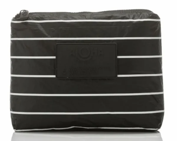 aloha_small_pinstripe_pou_0.webp Aloha Small Pinstripe Pouch In White On Black<Women Cosmetic Bags | Hand Bags