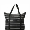 luggage_and_bags_aloha_pi_0.webp Aloha Luggage And Bags Pinstripe Zipper Tote In White On Black< Shopping Totes | Beach Bags