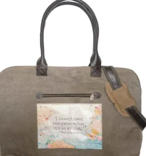 vintage_addiction_quotits_0.webp Travel Bags Vintage Addiction "It's On My List" Military Tent Travel Bag< Travel Bags