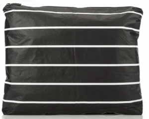womens_aloha_max_pinstrip_0-1.webp Aloha Women's MAX Pinstripe Pouch In White On Black<Women Beach Bags | Hand Bags