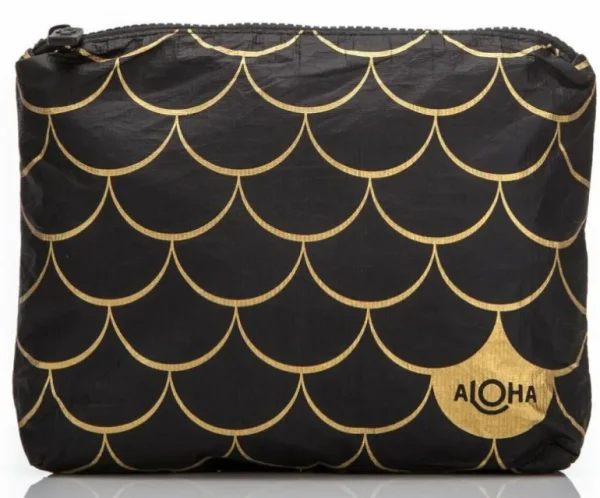 womens_aloha_small_black__0-1.webp Aloha Women's Small Black Mermaid Pouch In Gold<Women Toiletry Bags | Cosmetic Bags